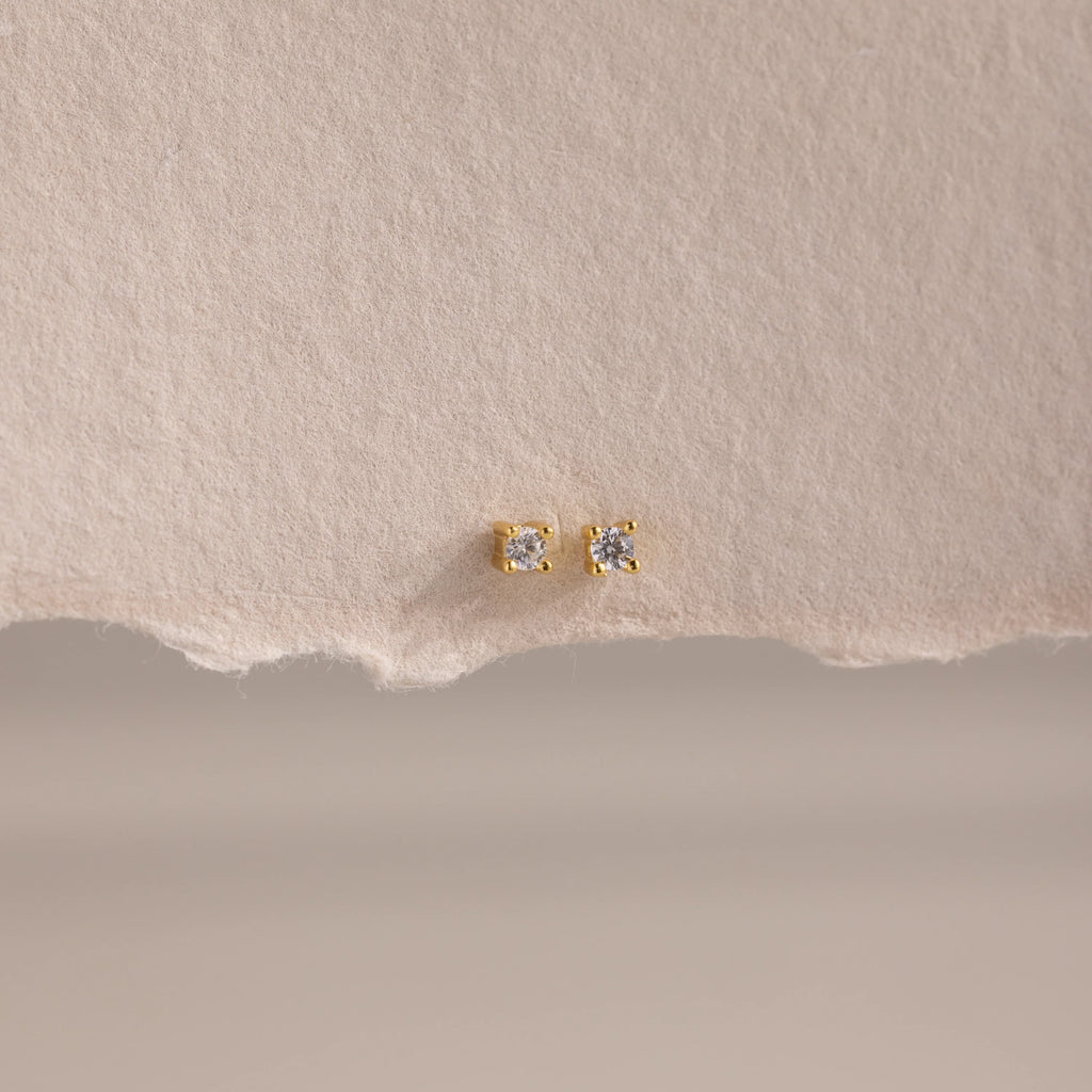 Dainty Birthstone Flatback Studs Silver 18K Gold Plated