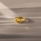 North Star Birthstone Signet Ring Silver 18K Gold Plated