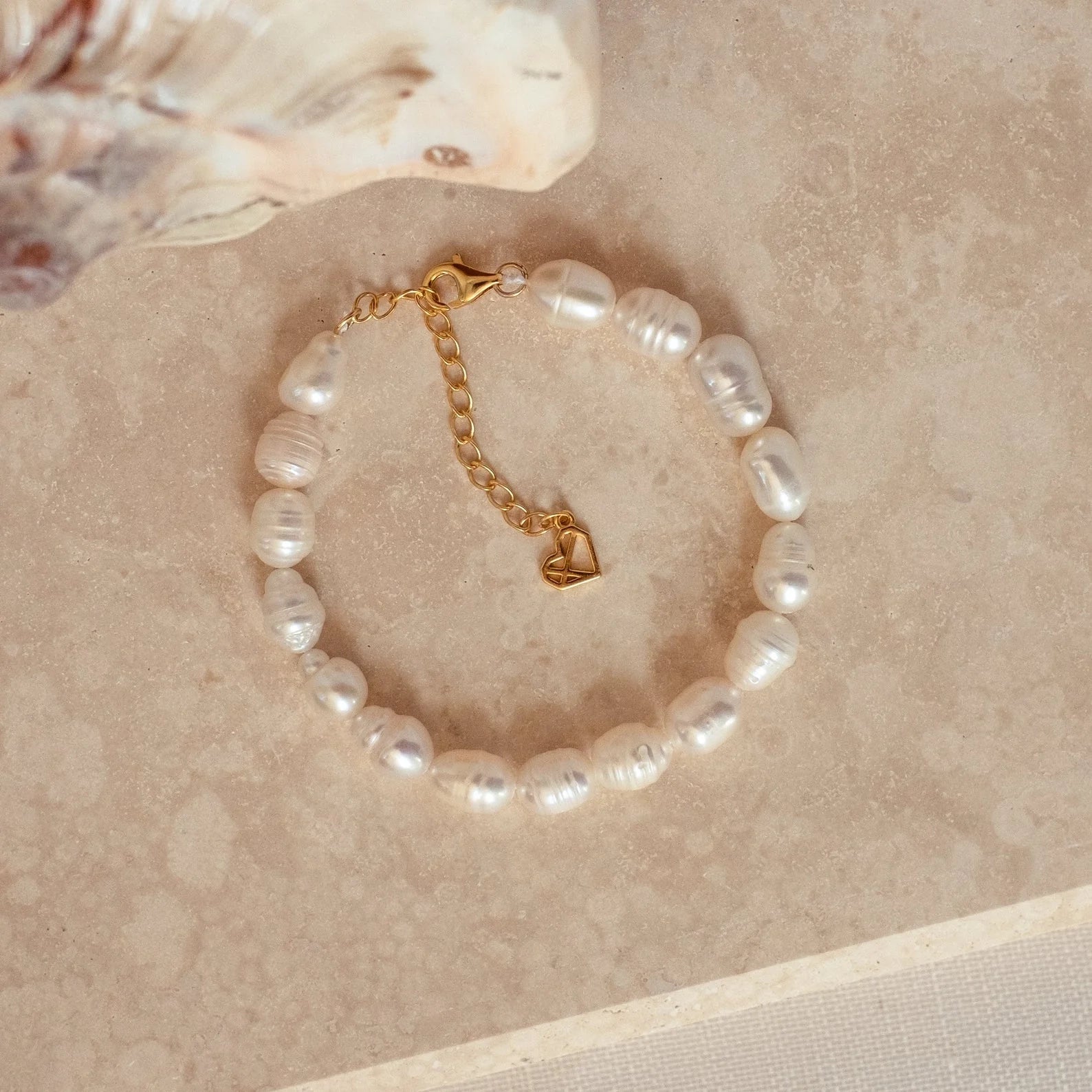 Bold Pearl Bracelet: 18K Gold Sterling Silver with 7-8mm Baroque Pearl