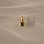 Square Bezel Birthstone Charm Silver 18K Gold Plated