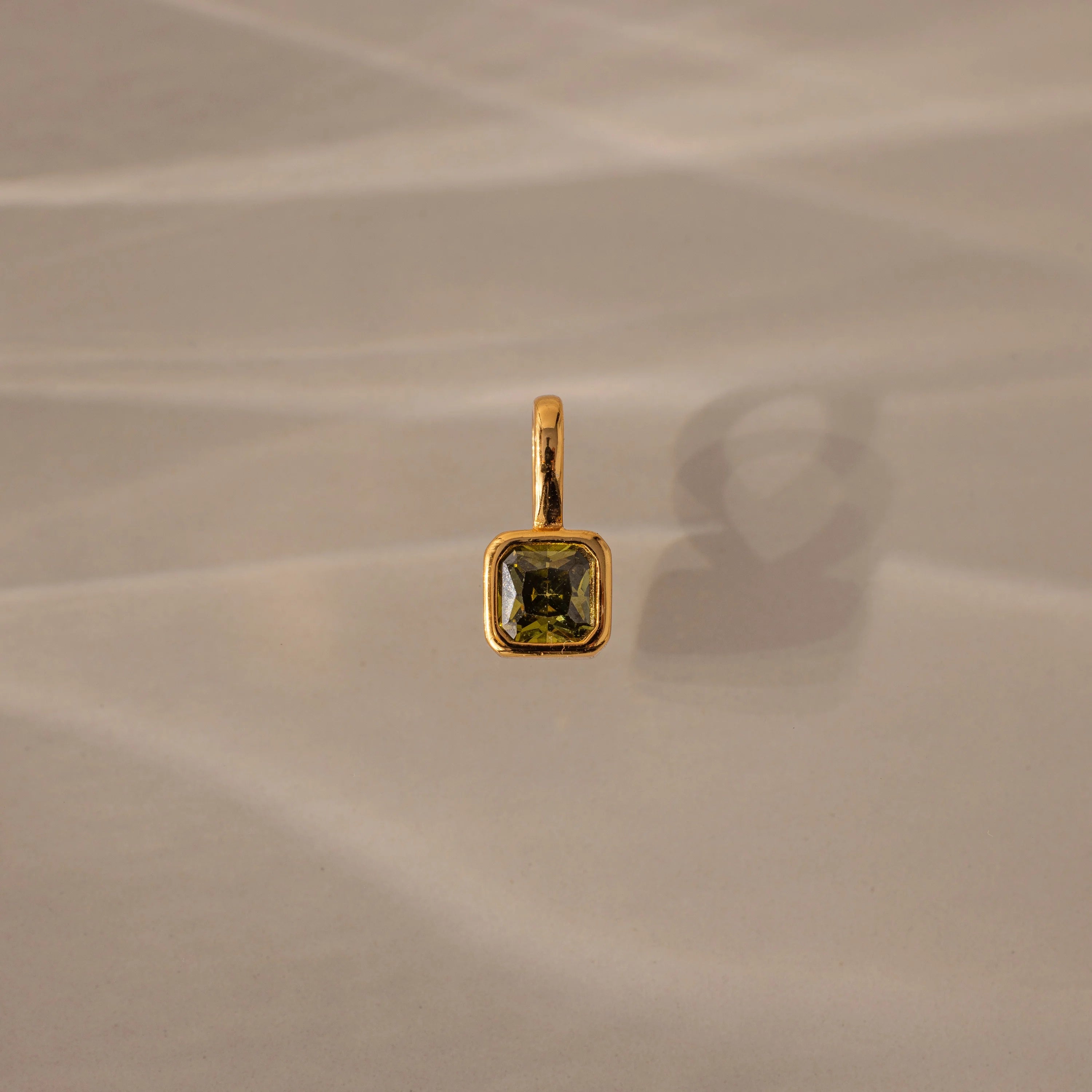 Square Bezel Birthstone Charm Silver 18K Gold Plated