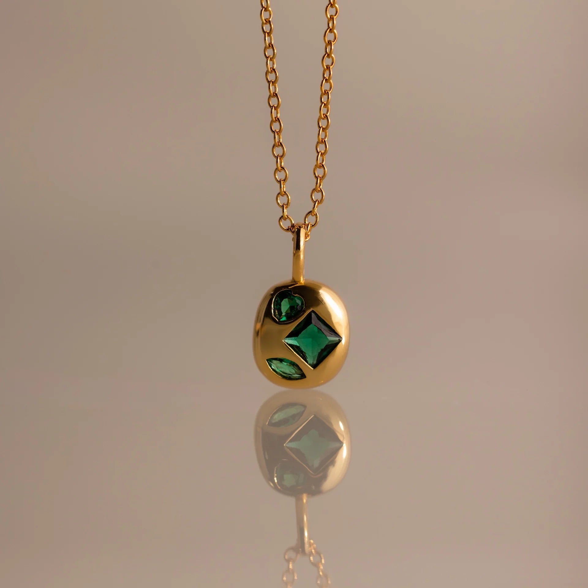 Mixed Birthstone Capsule Necklace Silver 18K Gold Plated