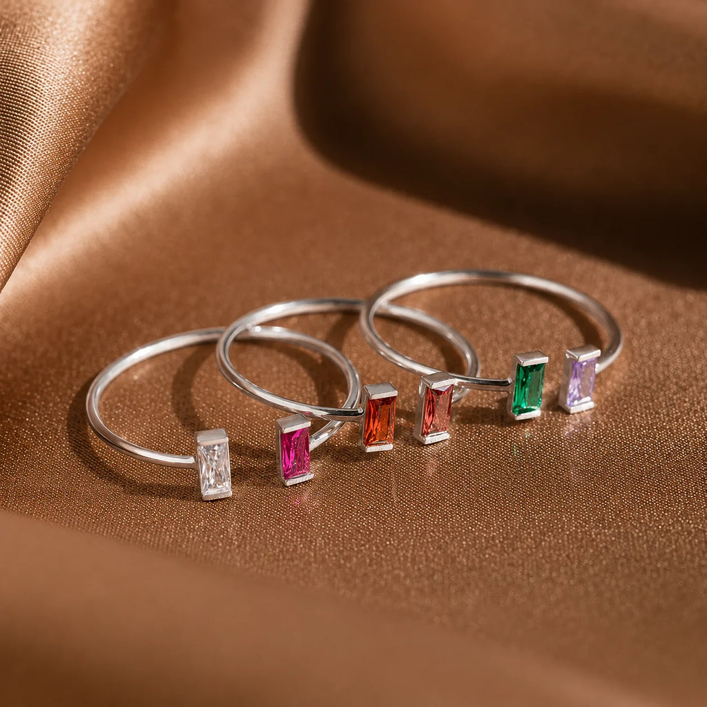 Custom Duo Vertical Baguette Birthstone Ring