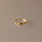 Dainty Ribbed Birthstone Ring Silver 18K Gold Plated