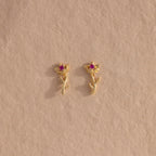 Birth Flower Stud Earrings Silver 18K Gold Plated