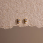 Diamond Birthstone Duo Flatback Studs Silver 18K Gold Plated