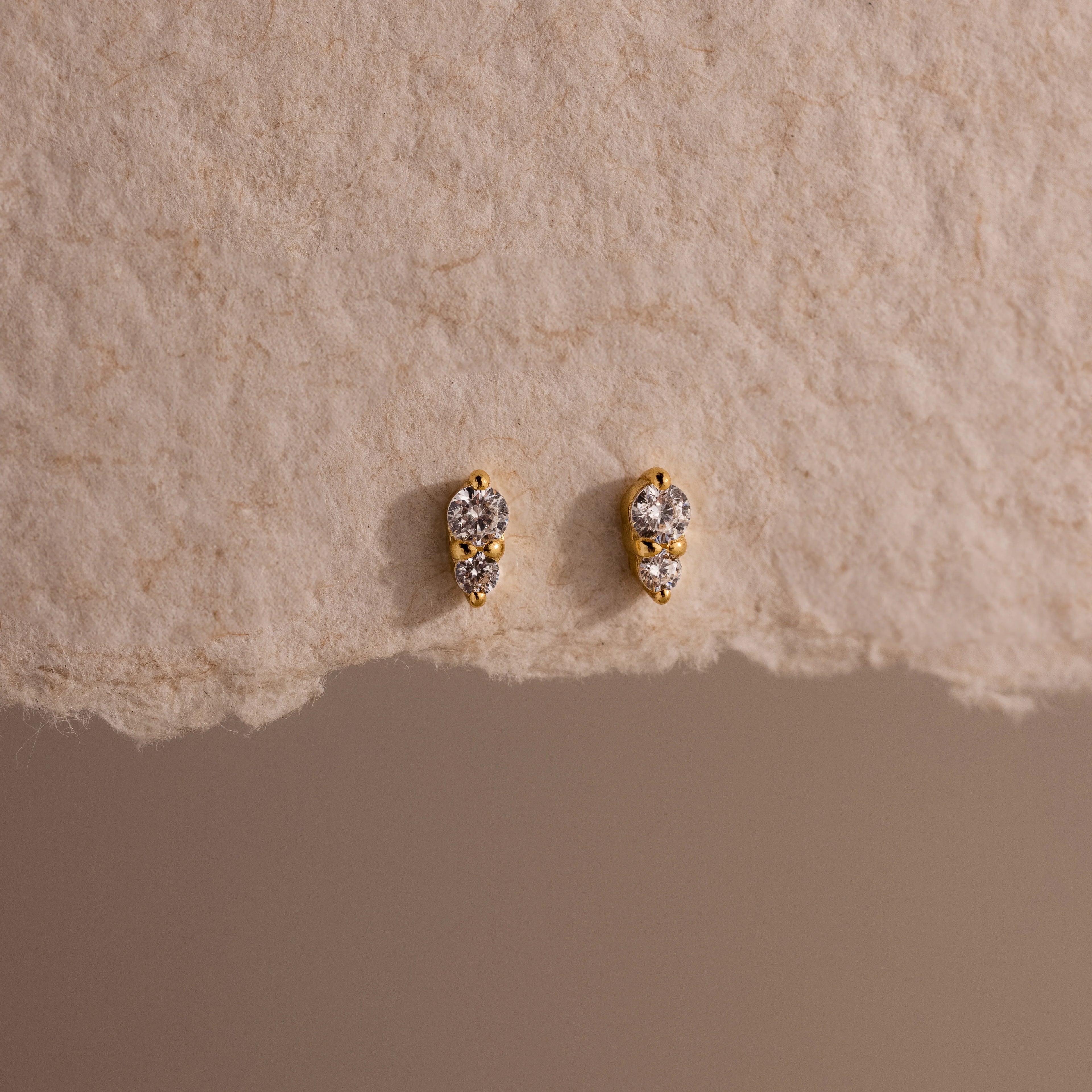 Diamond Birthstone Duo Flatback Studs Silver 18K Gold Plated