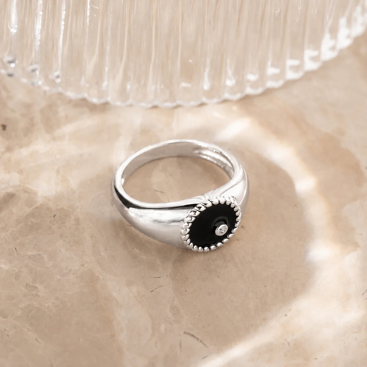 Modern Black Signet Ring
