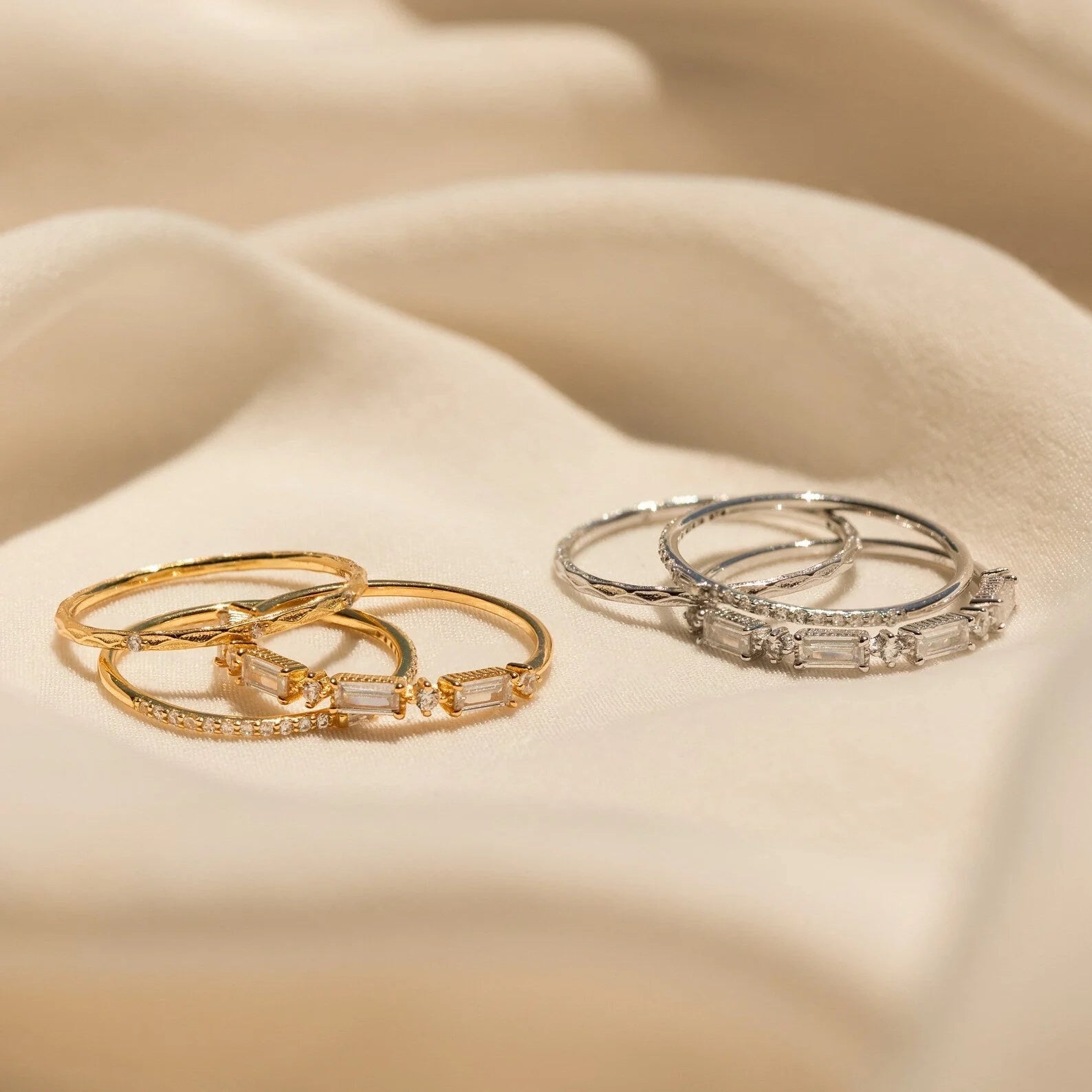 Dainty Diamond Stacking Ring Set: Sparkle in Every Stack