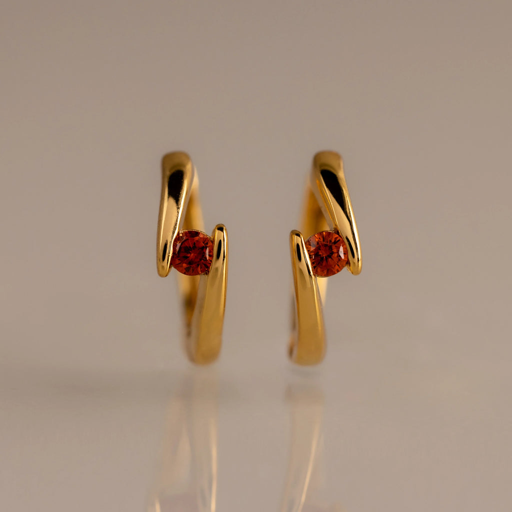 Floating Birthstone Huggies Silver 18K Gold Plated