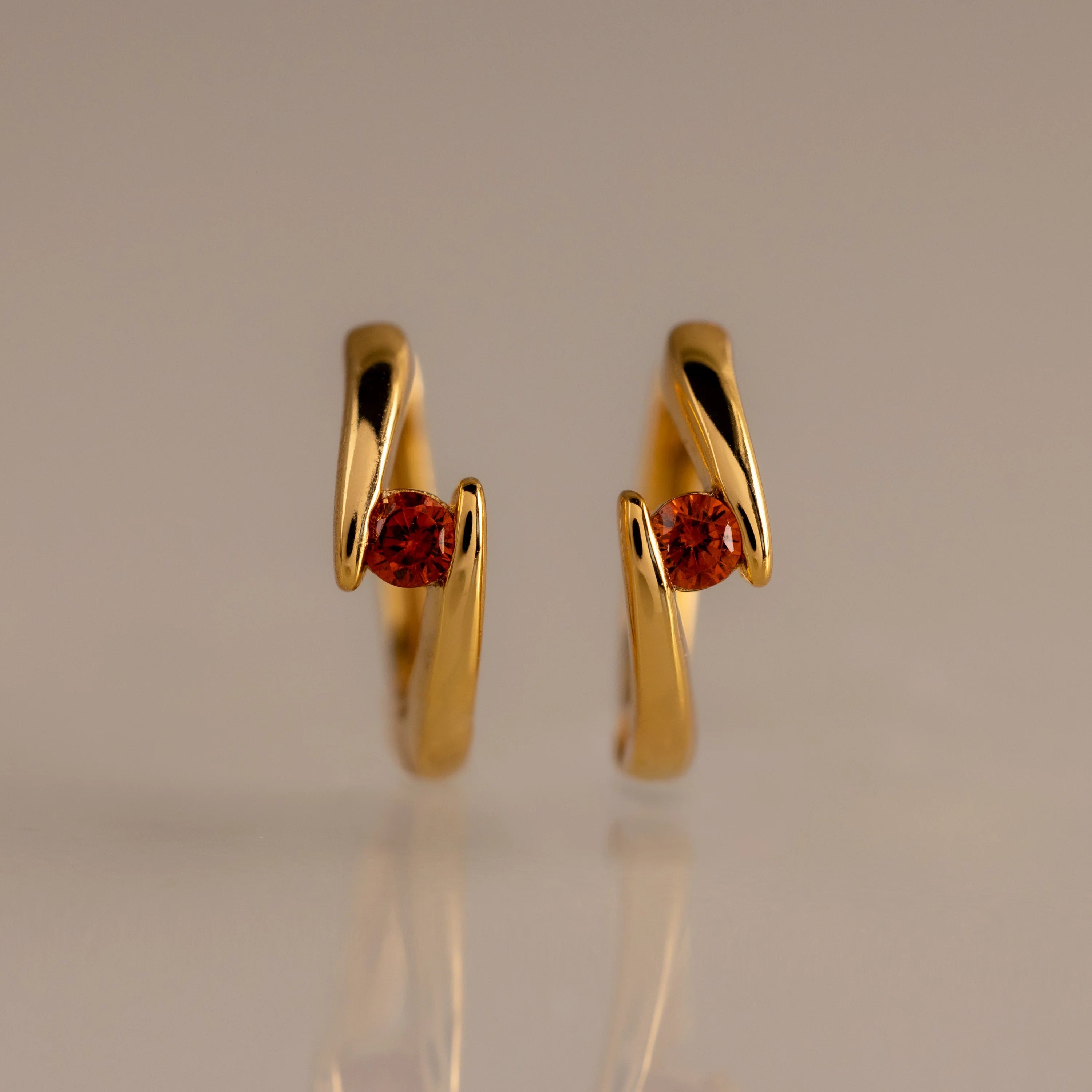 Floating Birthstone Huggies Silver 18K Gold Plated