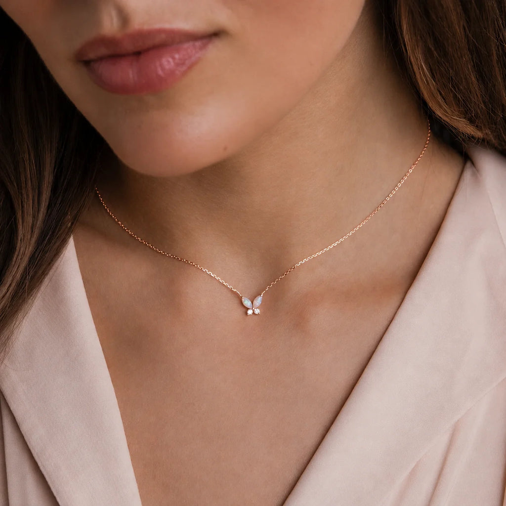 Pink Opal Butterfly Necklace