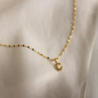 Dainty Pave Letter Necklace Silver 18K Gold Plated