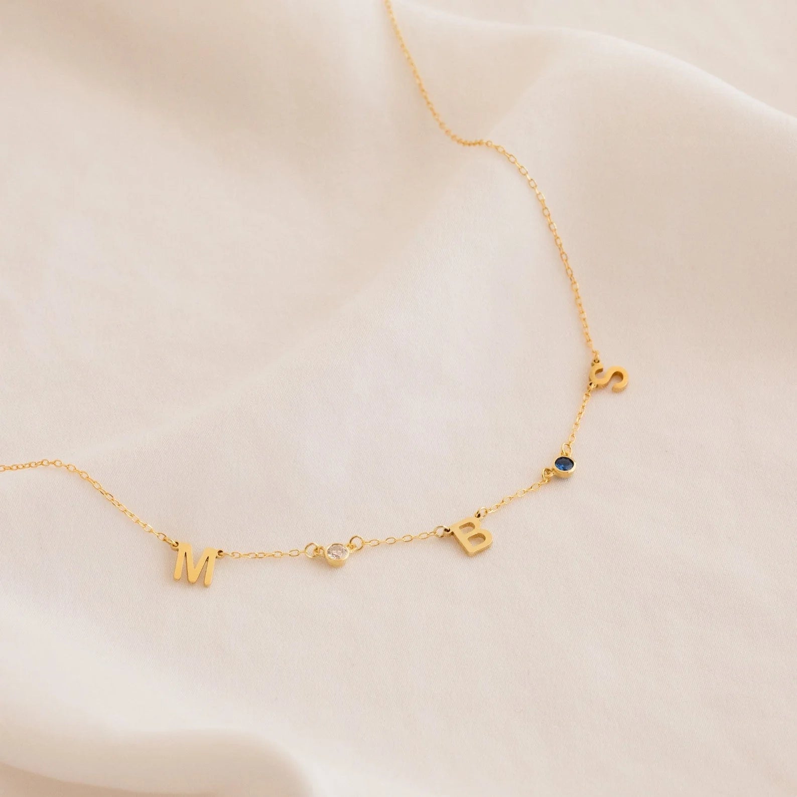 Personalized Birthstone Letter Necklace