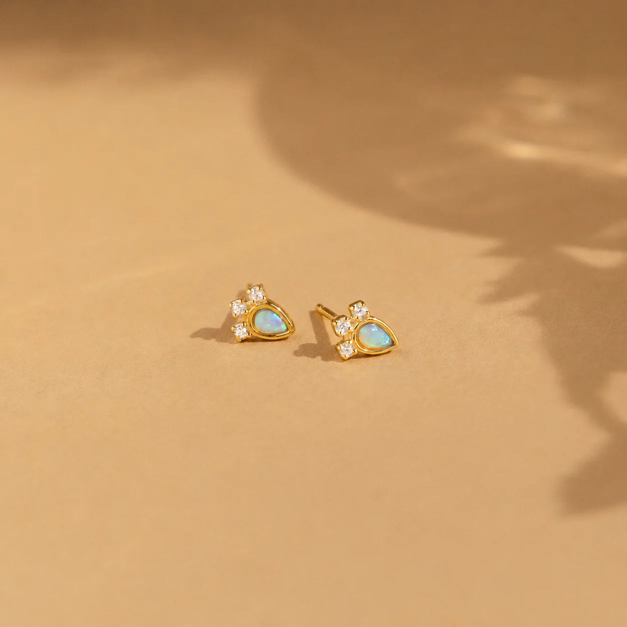 Diamond and Opal Teardrop Studs