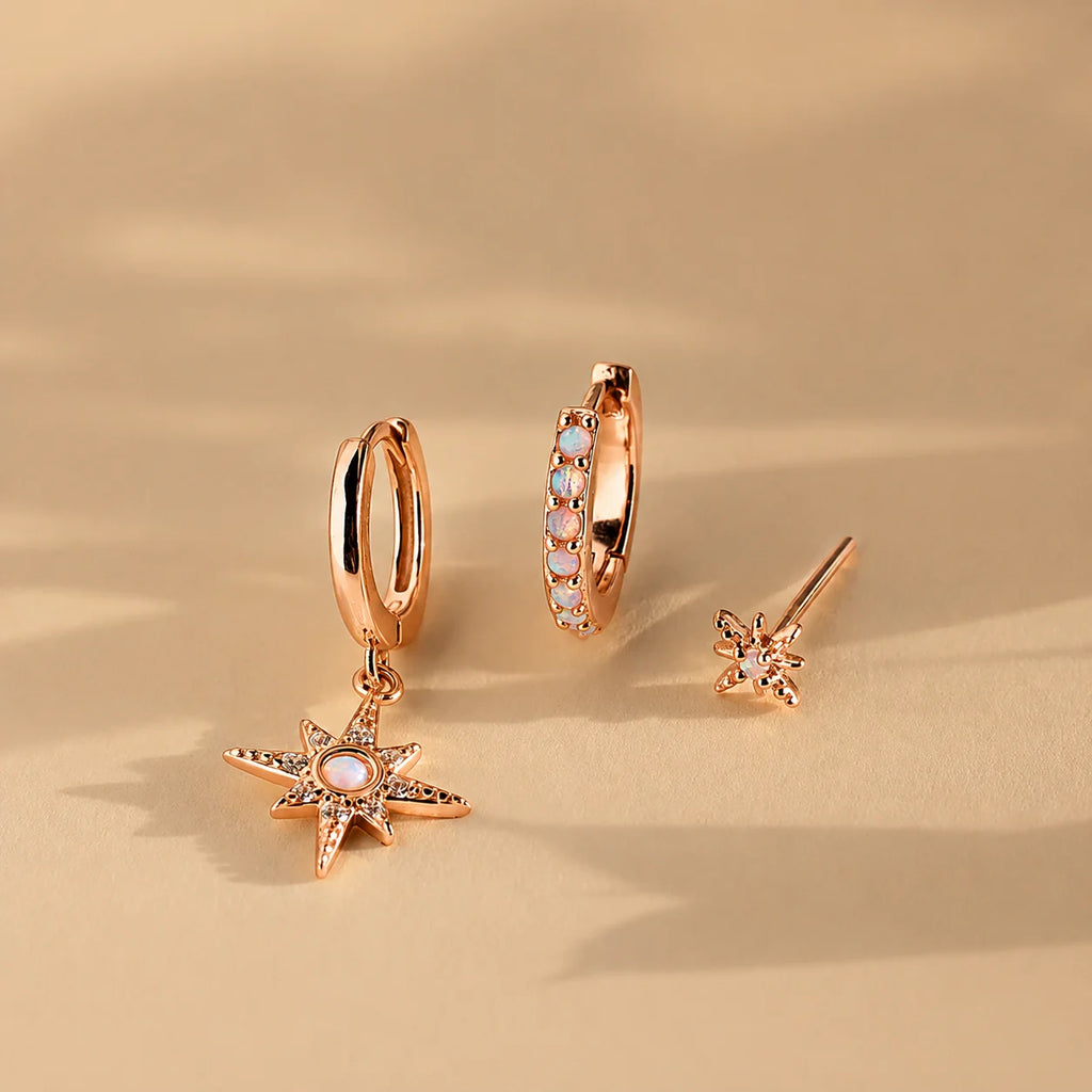 Opal Starburst Earrings Set