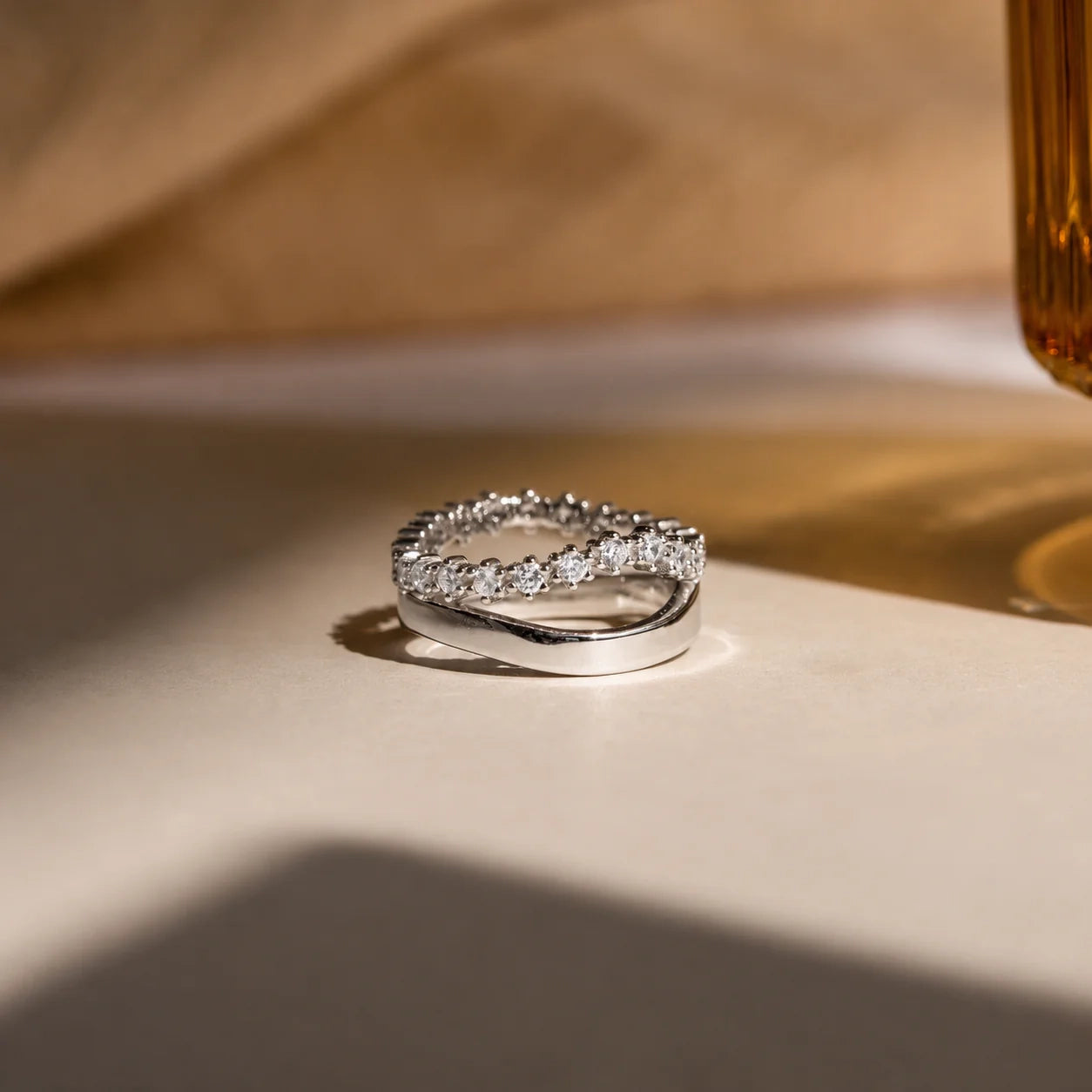 Wave Diamond Duo Ring