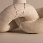 Dainty Pave Letter Necklace Silver 18K Gold Plated