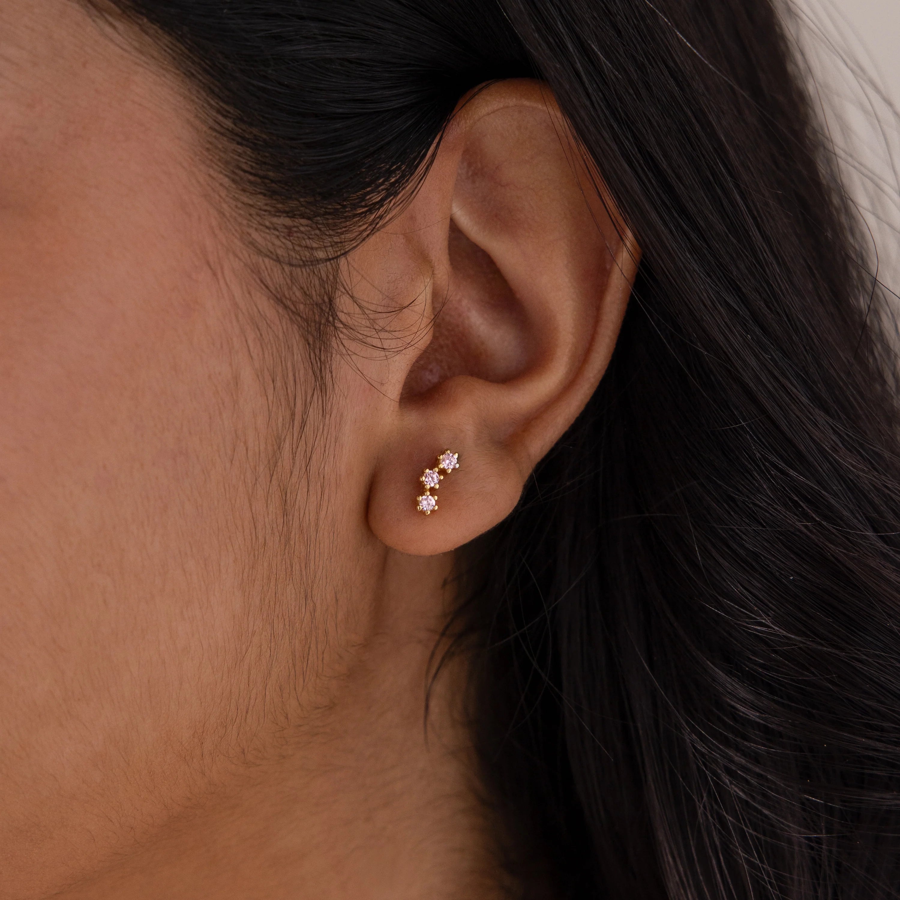 Birthstone Cluster Flatback Studs Silver 18K Gold Plated