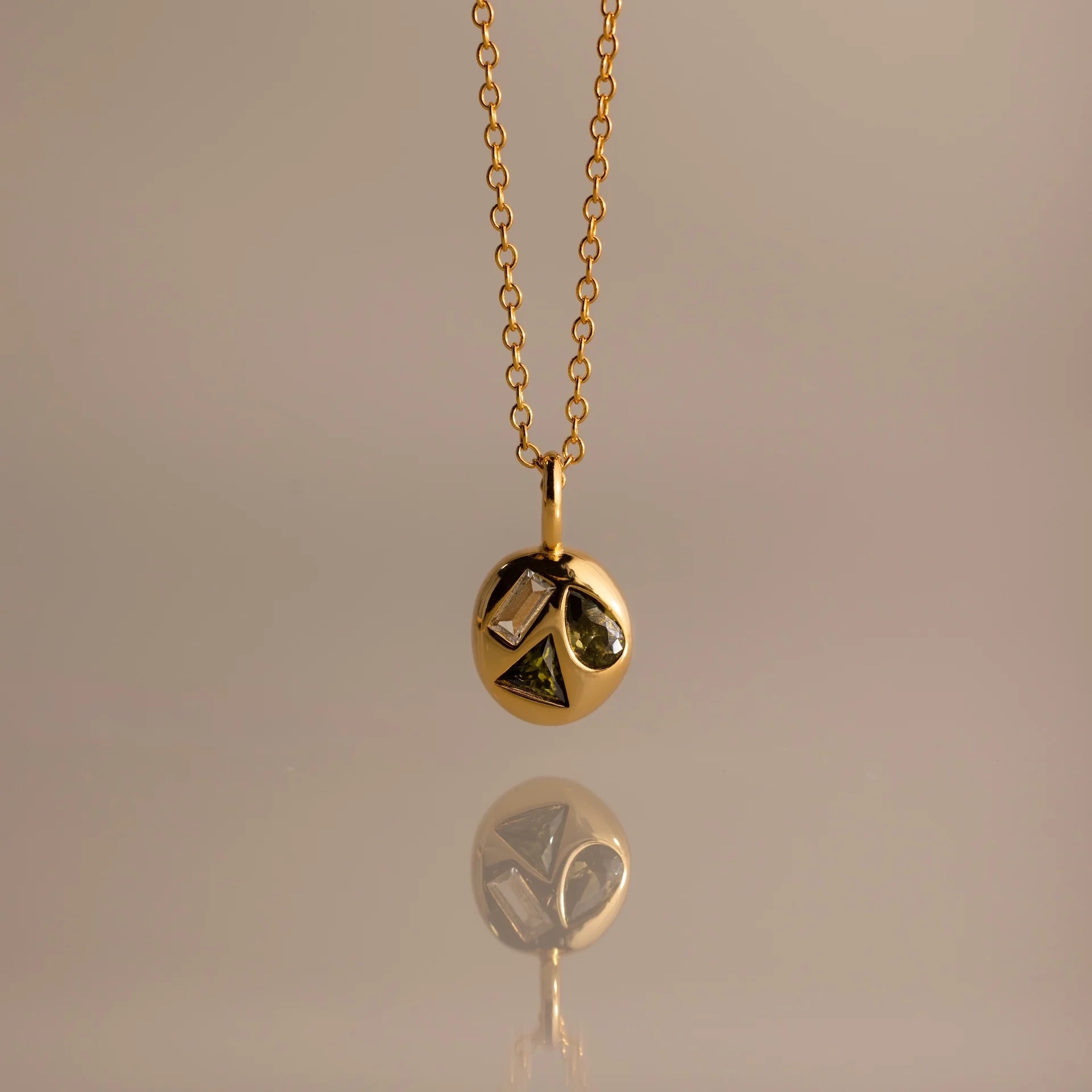 Mixed Birthstone Capsule Necklace Silver 18K Gold Plated