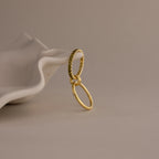 Duo Birthstone Eternity Band Linked Ring Set Silver 18K Gold Plated