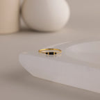 Dainty Baguette Birthstone Ring Silver 18K Gold Plated