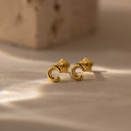 Bubble Initial Flatback Studs Silver 18K Gold Plated