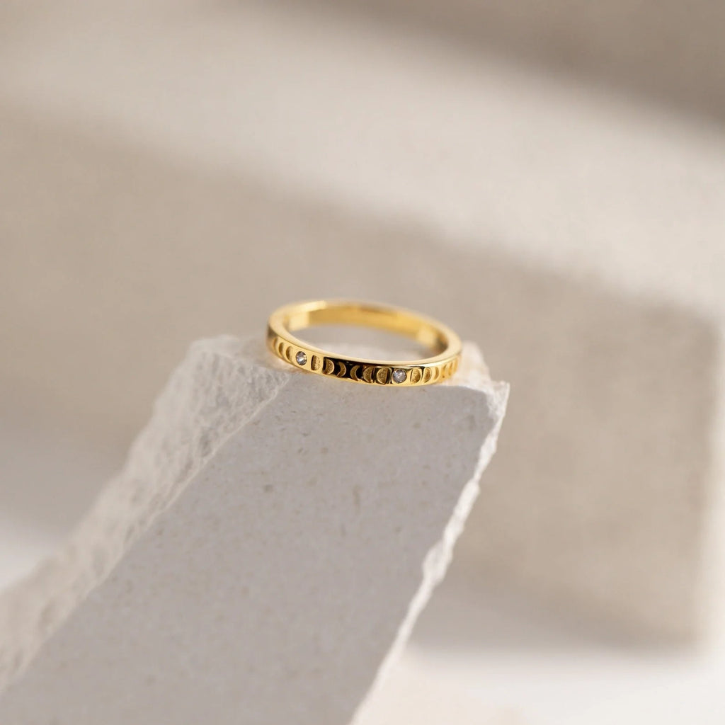 Phases of the Moon CZ Diamond Ring