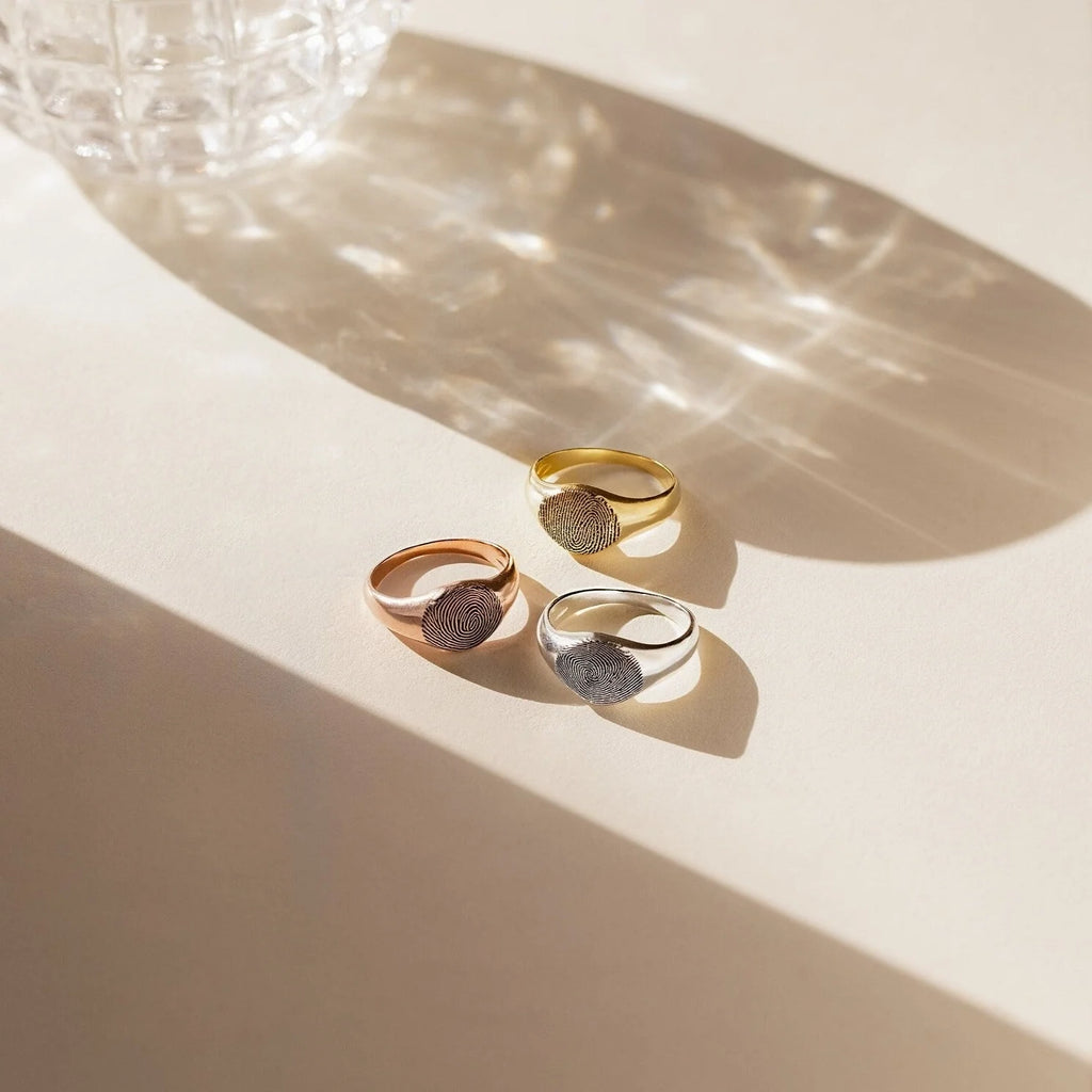 Personalized Fingerprint Signet Ring