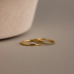 Birthstone Tennis Ring Set Silver 18K Gold Plated