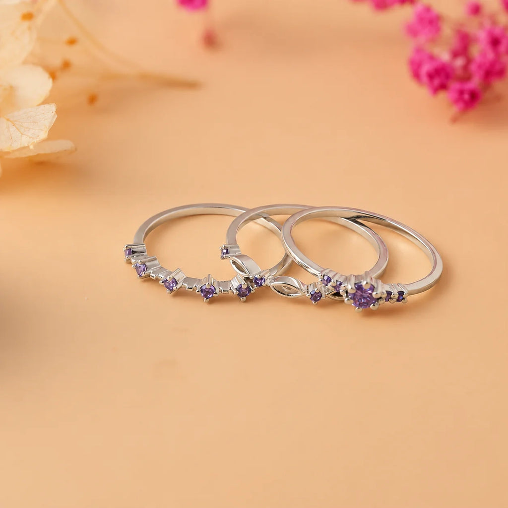 Amethyst Stacking Ring Set