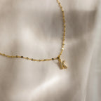 Dainty Pave Letter Necklace Silver 18K Gold Plated