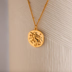 Zodiac Coin Necklace Silver 18K Gold Plated