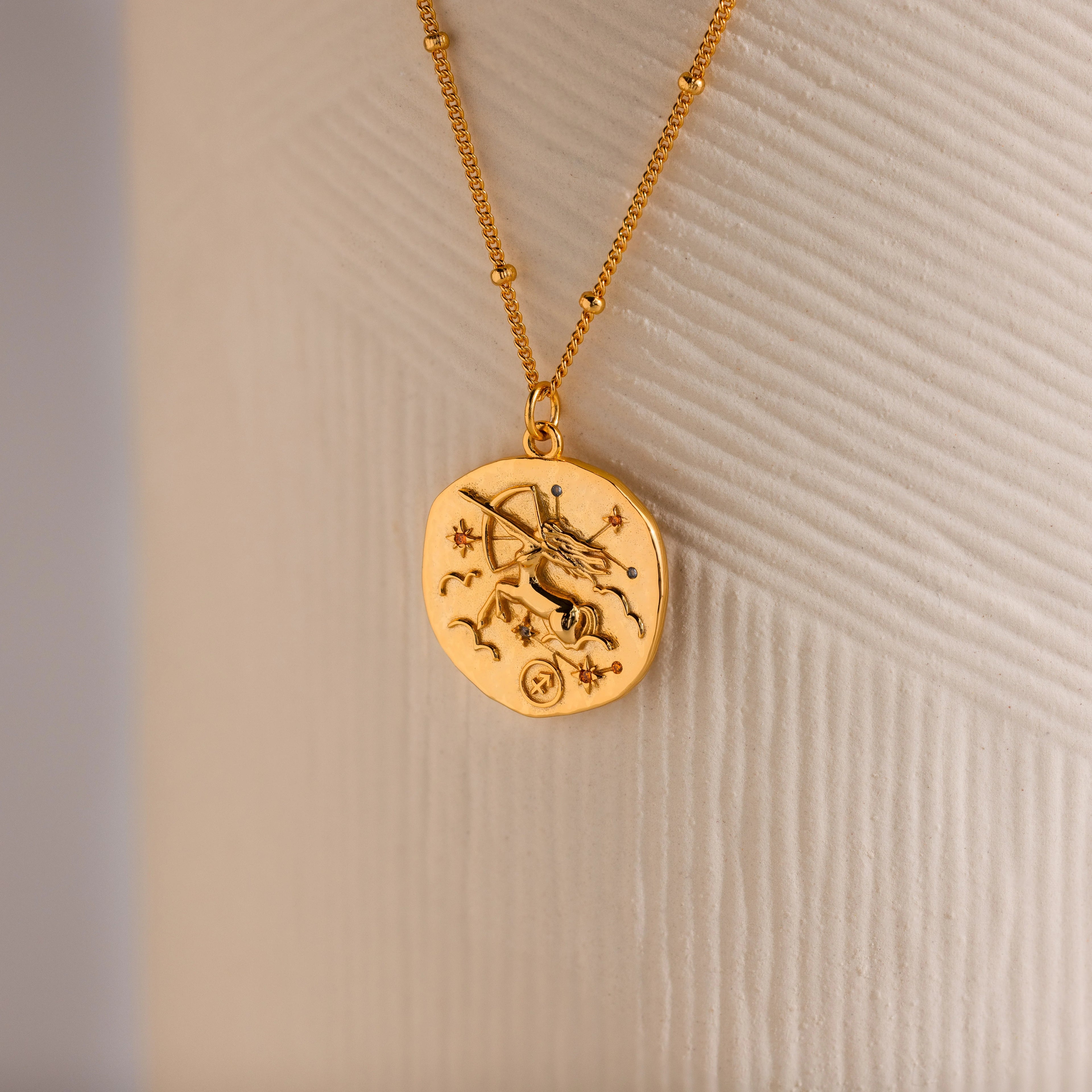 Zodiac Coin Necklace Silver 18K Gold Plated