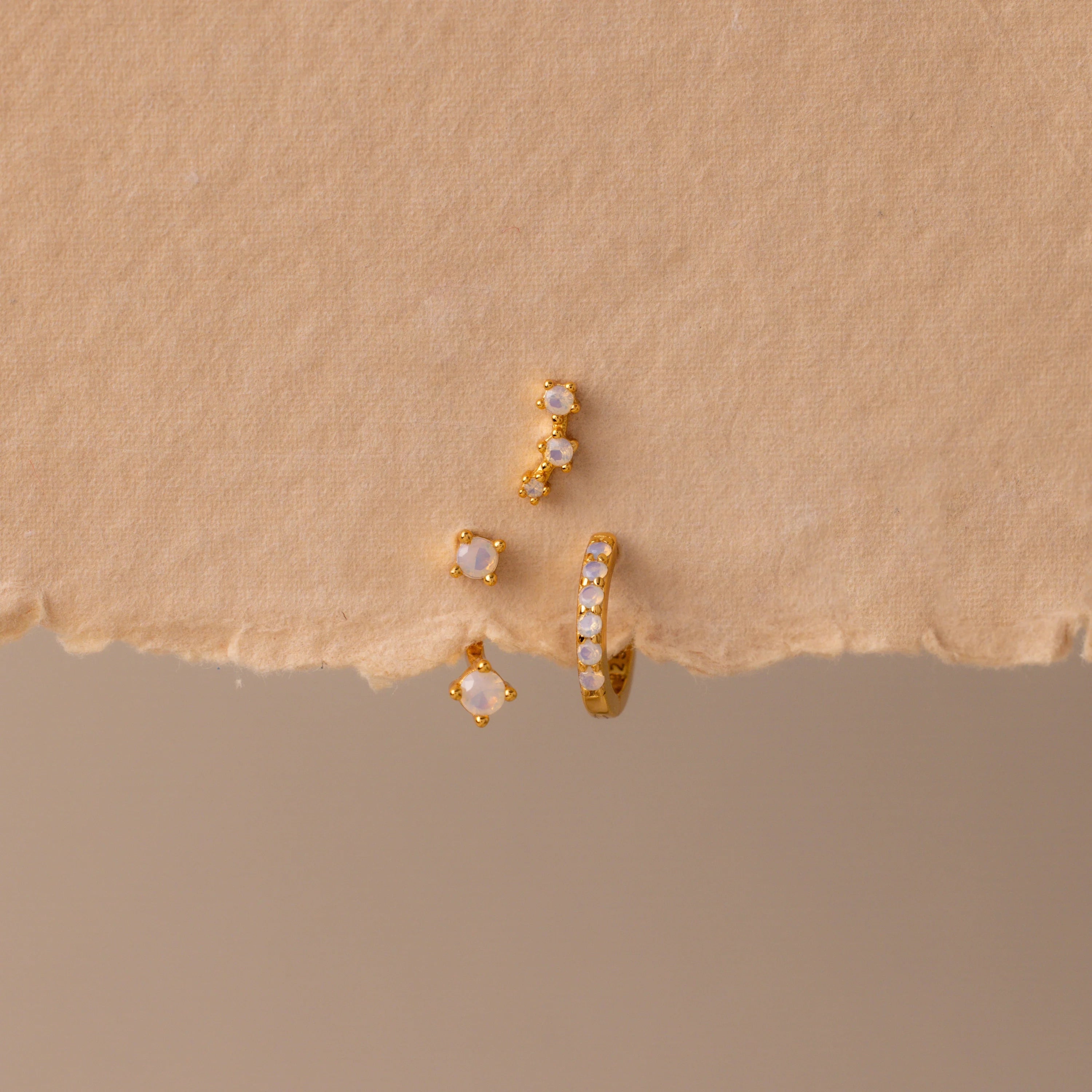 Birthstone Earring Trio Set Silver 18K Gold Plated