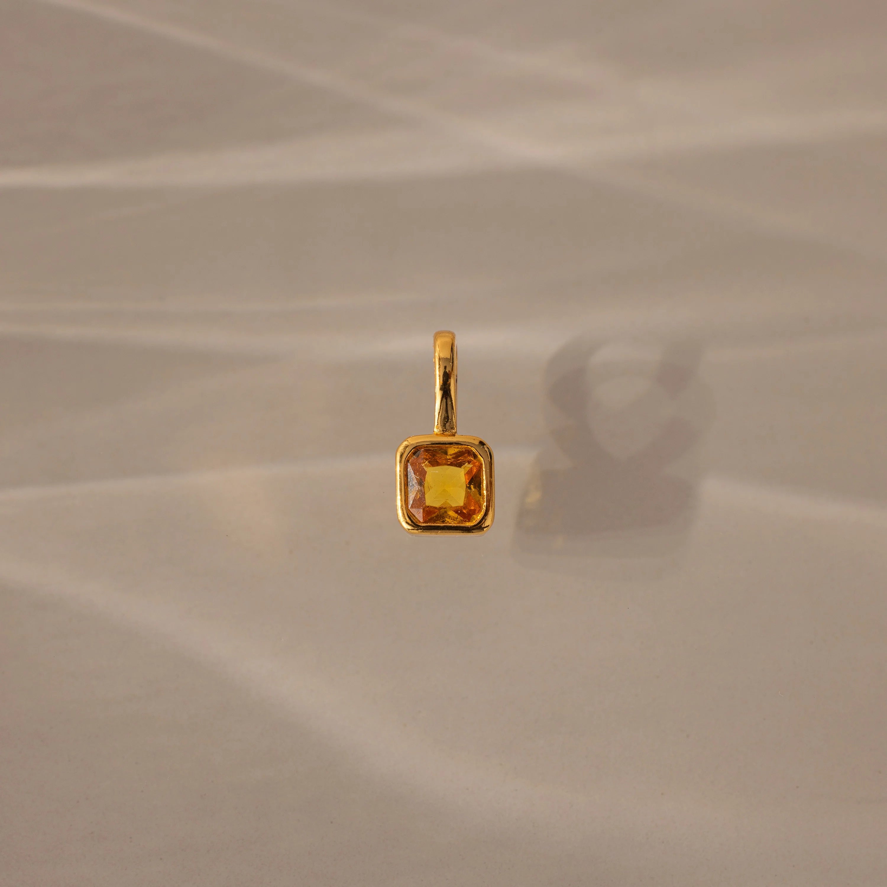 Square Bezel Birthstone Charm Silver 18K Gold Plated
