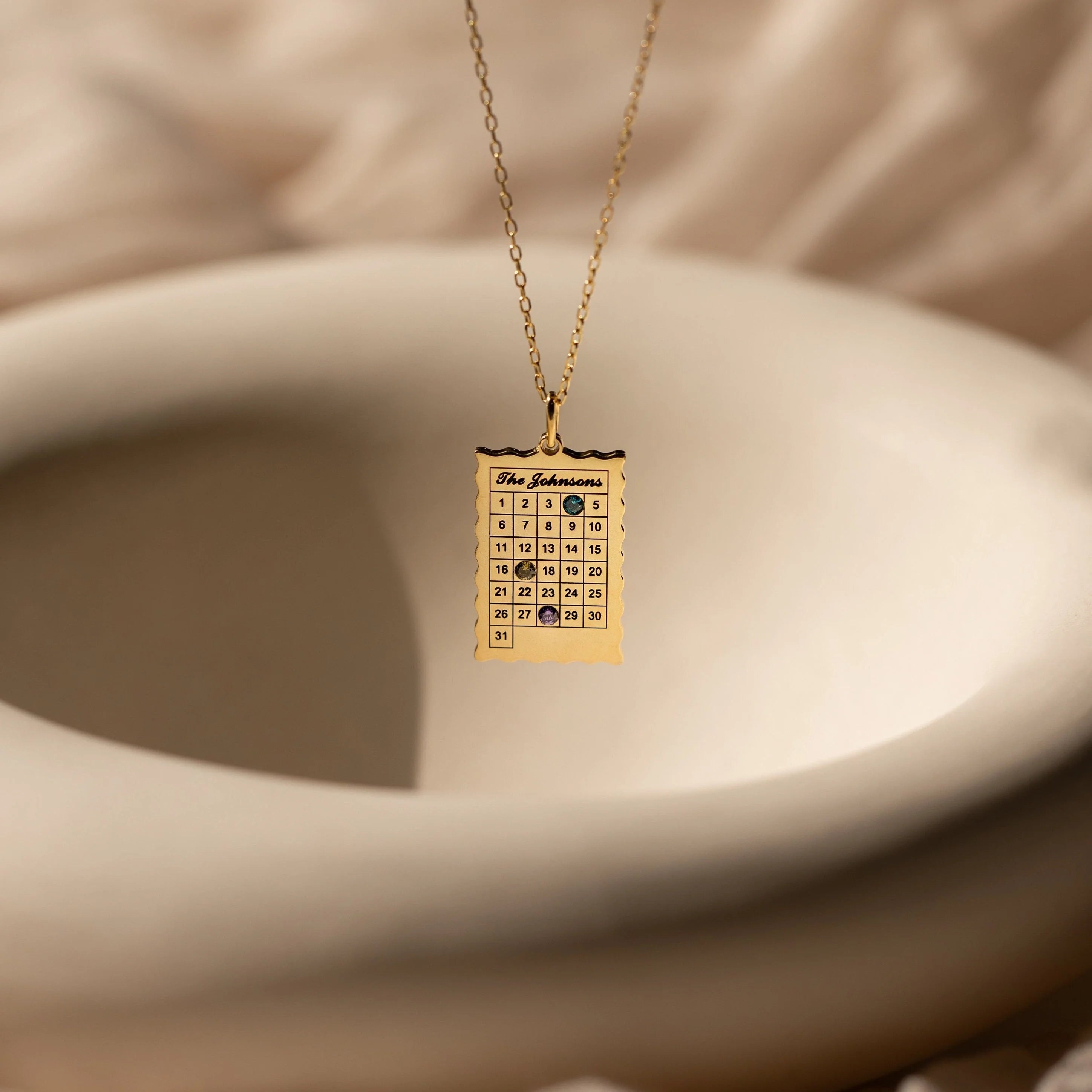 Calendar Birthstone Charm Necklace