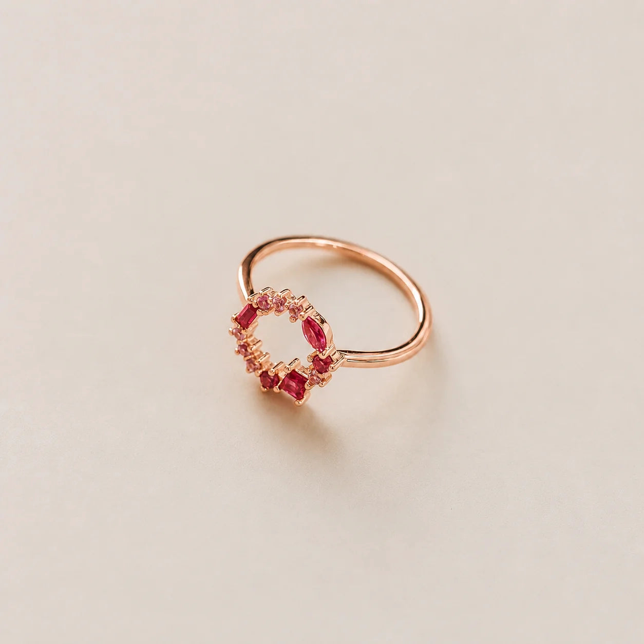 Empress Ruby Gemstone Cluster Circle Ring: Radiant Feminine Power