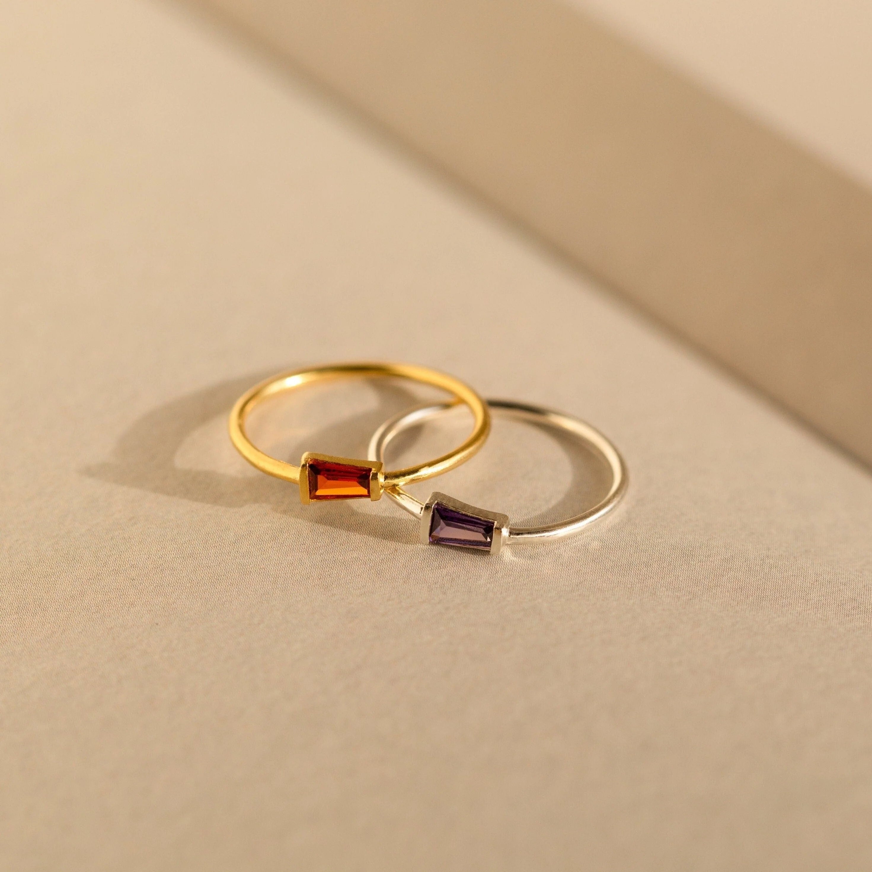 Irregular Baguette Birthstone Ring