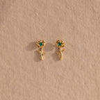 Birth Flower Stud Earrings Silver 18K Gold Plated