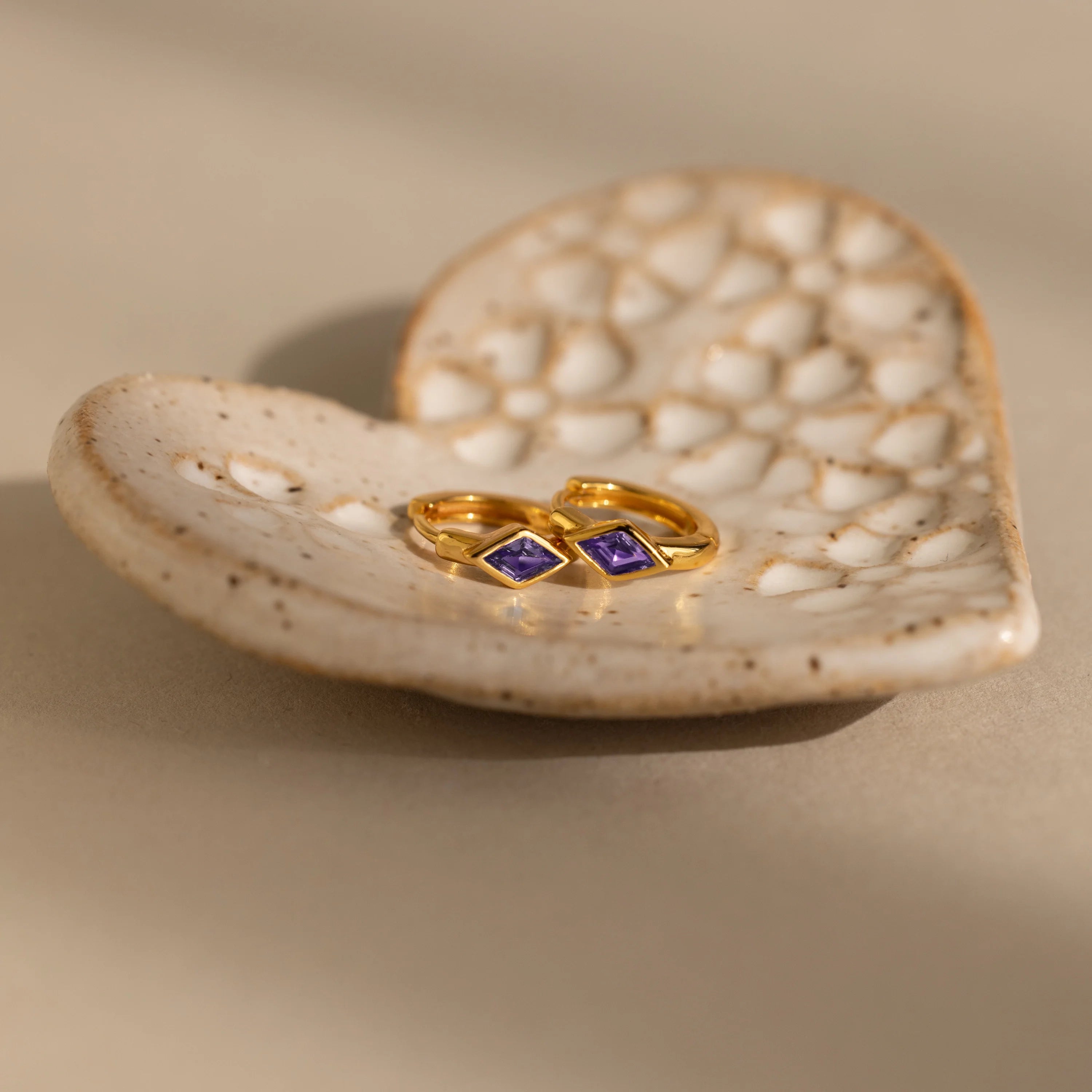 Rhombus Birthstone Huggies Silver 18K Gold Plated