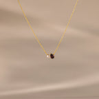 Teardrop Birthstone & Pearl Necklace Silver 18K Gold Plated