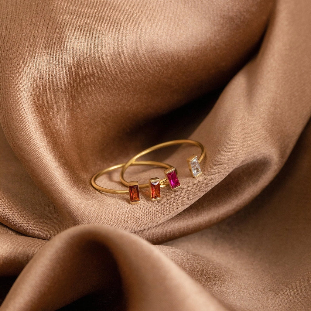 Custom Duo Vertical Baguette Birthstone Ring