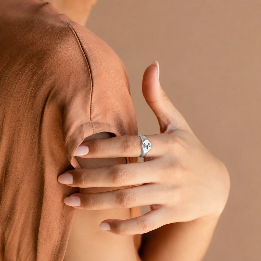 Birth Flower Signet Ring