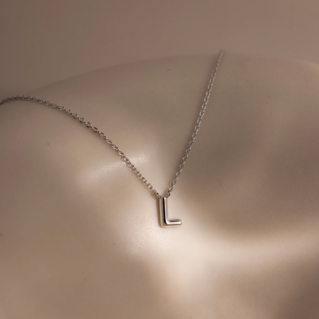 Dainty Bubble Letter Necklace Silver 18K Gold Plated