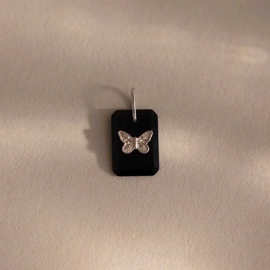 Midnight Onyx Butterfly Charm