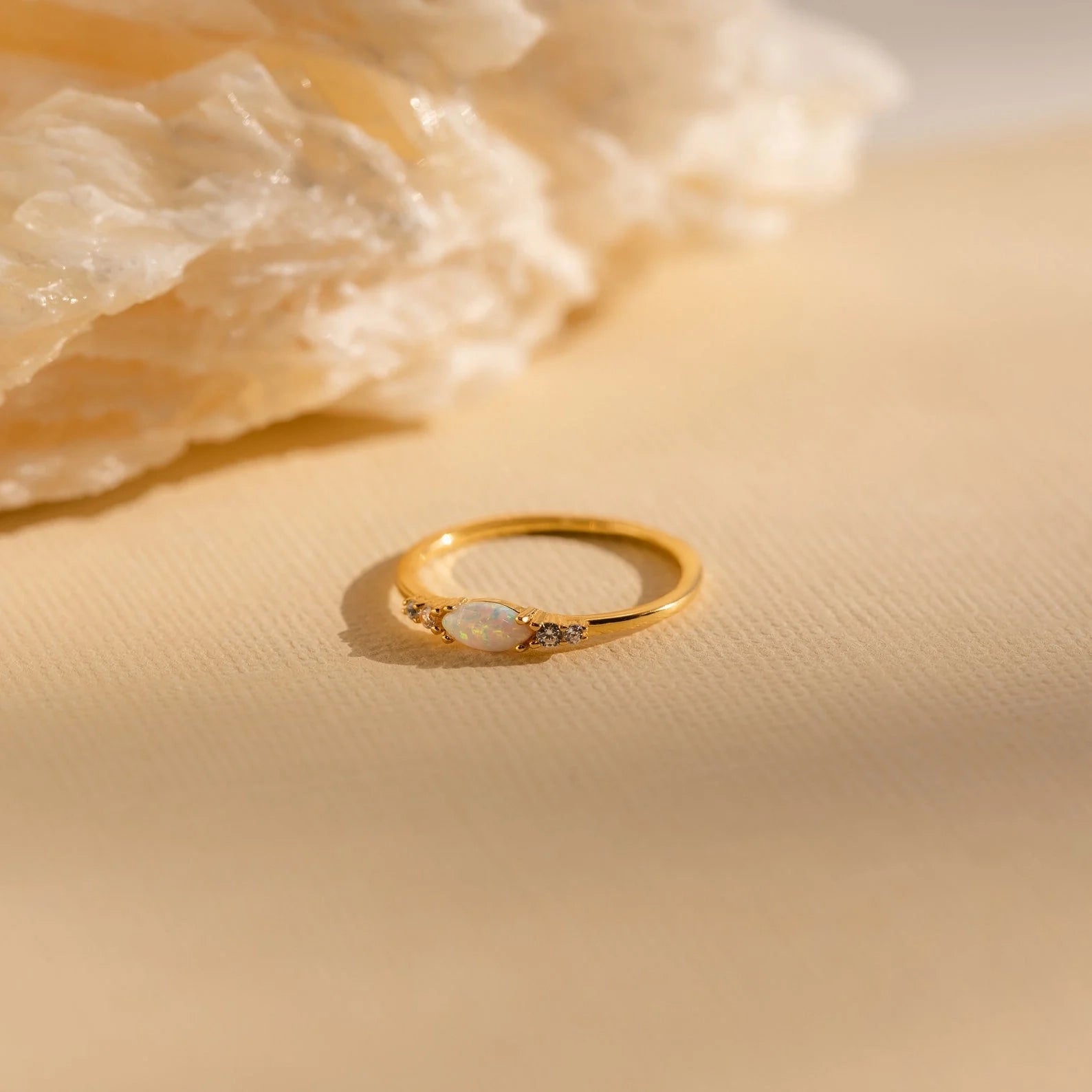 Marquise Opal and Diamond Ring