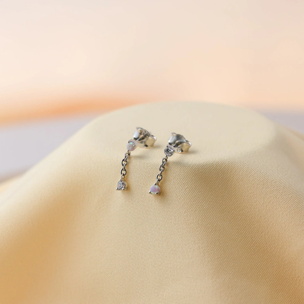 Opal Drop Stud Earrings