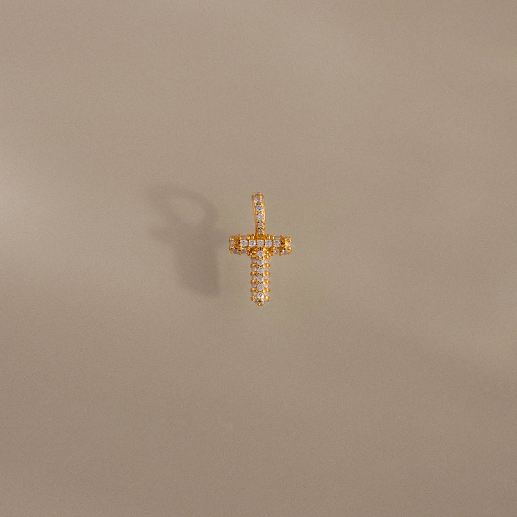 Diamond Pave Bubble Letter Charm Silver 18K Gold Plated
