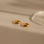 Rhombus Birthstone Huggies Silver 18K Gold Plated